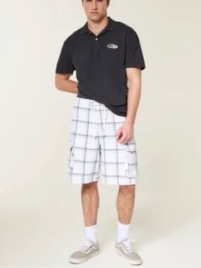 American Eagle dark grey checked “longboard” cotton shorts size 32